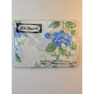 Lady Pepperell Vintage Twin Fitted Sheet Blue Flowers on White NEW Old Stock